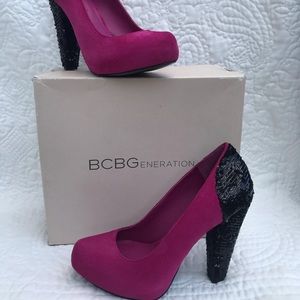 BCBGeneration formal leather and sequin heels 7.5